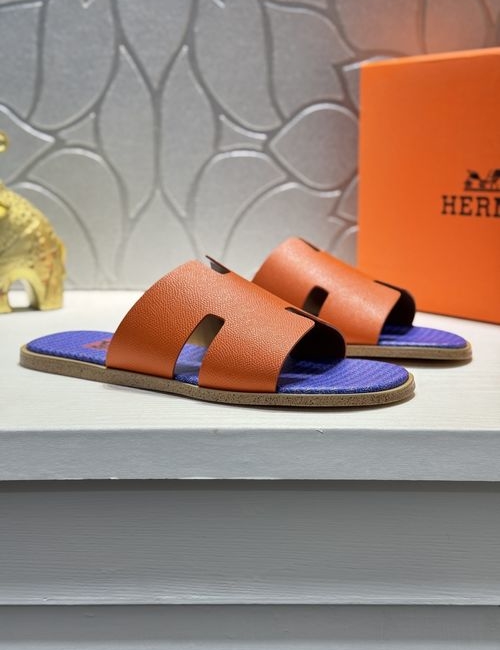 Hermes Oran Slides Palm-grain Leather Upper Original Sole