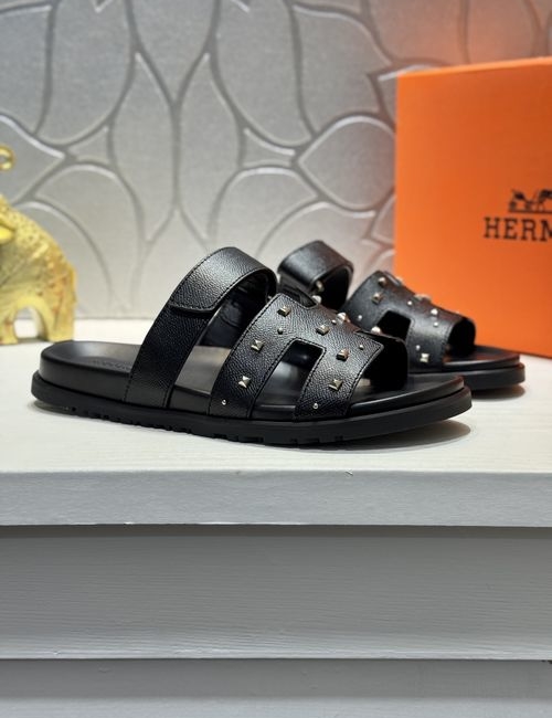 Hermes Genuine Leather Casual Sandals With Adjustable Straps