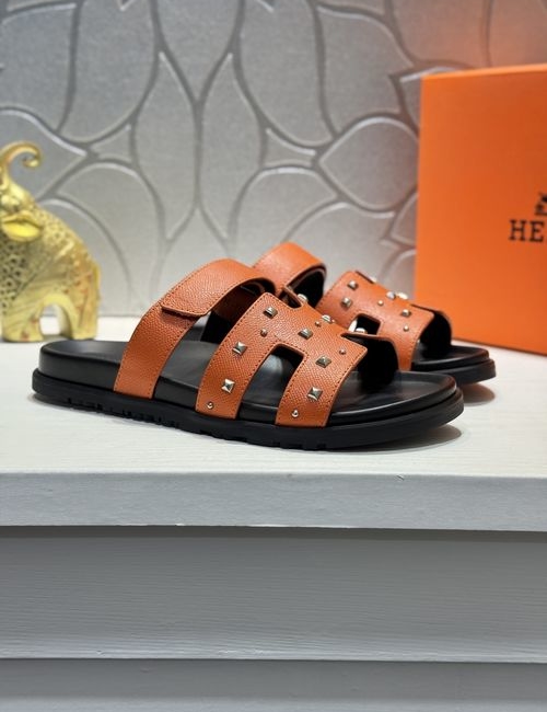 Hermes Genuine Leather Casual Sandals With Adjustable Straps
