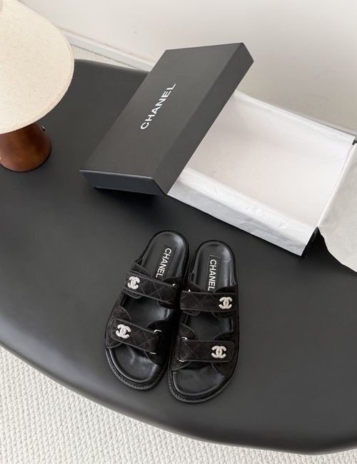 Chanel Velcro Sandals With Sheepskin Lining