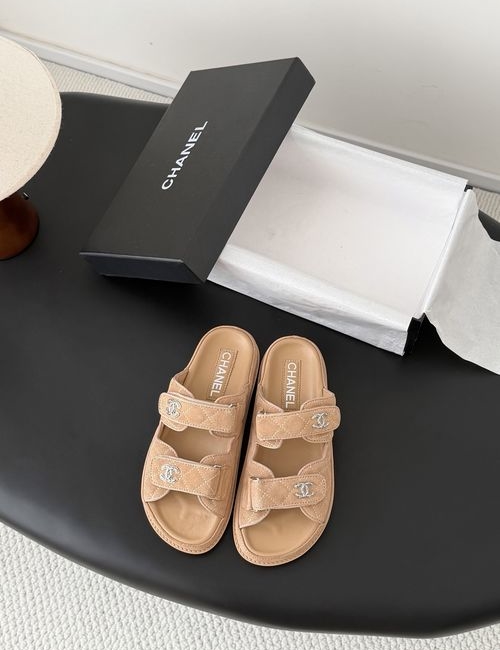 Chanel Velcro Sandals With Sheepskin Lining