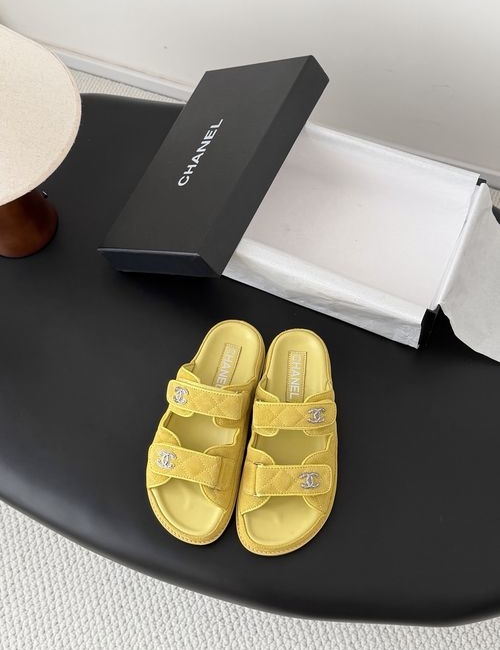 Chanel Velcro Sandals With Sheepskin Lining