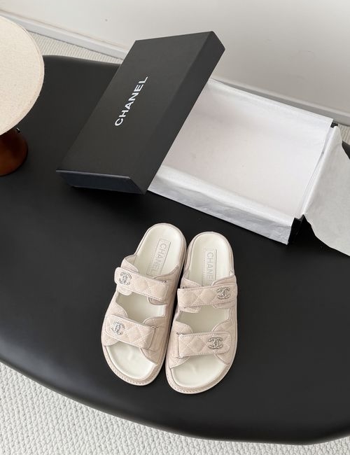 Chanel Velcro Sandals With Sheepskin Lining