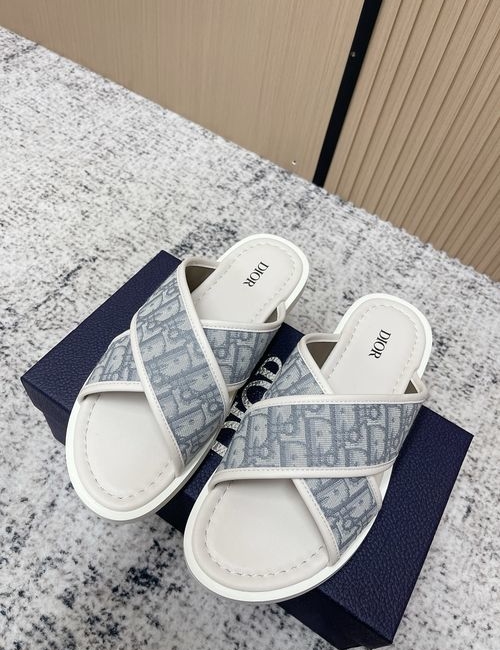 Christian Dior CD Oblique Embroidered Logo Flat Beach Sandals