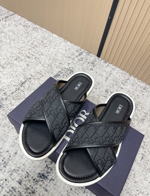 Christian Dior CD Oblique Embroidered Logo Flat Beach Sandals