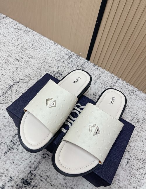 Christian Dior CD Embroidered CD Logo Leather Slides