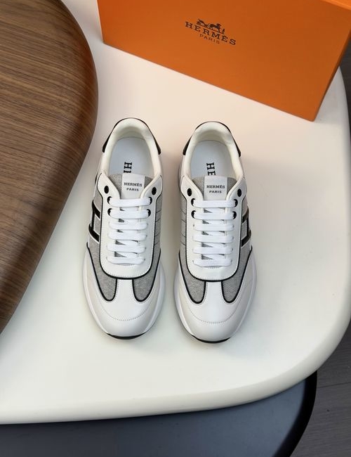 Hermes Genuine Leather Casual Sneakers With Soft Soles