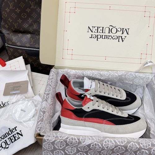 McQueen Sprint Sneakers Leather Seal Logo Sheepskin Insole