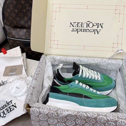 McQueen Sprint Sneakers Leather Seal Logo Sheepskin Insole