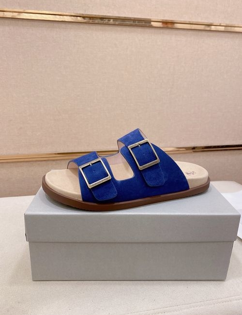 Brunello Cucinelli BC Suede Leather Adjustable Slide Sandals
