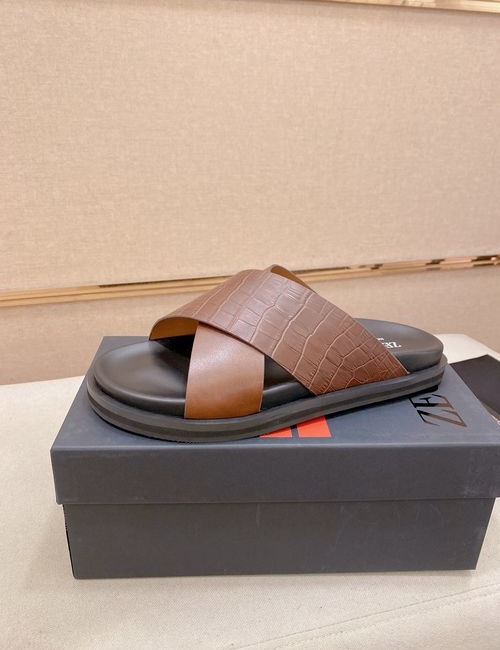 Zegna Crocodile Embossed Leather Slippers