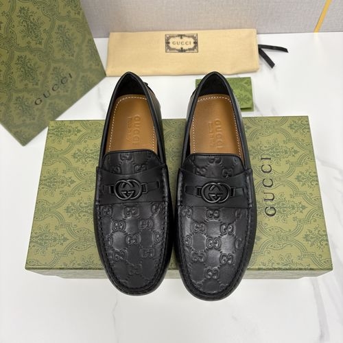 Gucci Horsebit Accent Leather Driving Shoes