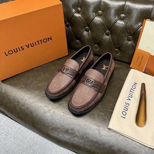 Louis Vuitton LV Coffee 5D Printed Block Leather Sole Shoes