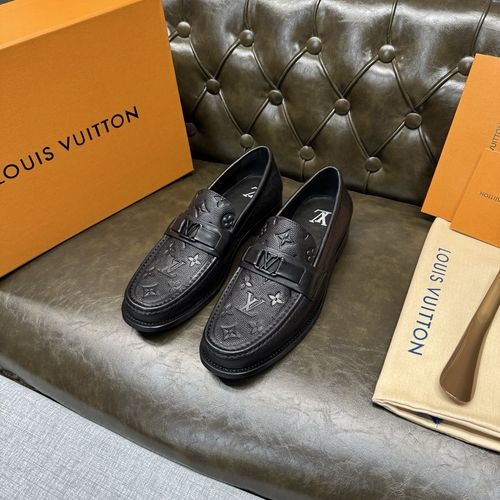 Louis Vuitton LV Black Pearl Embossed Leather Shoes