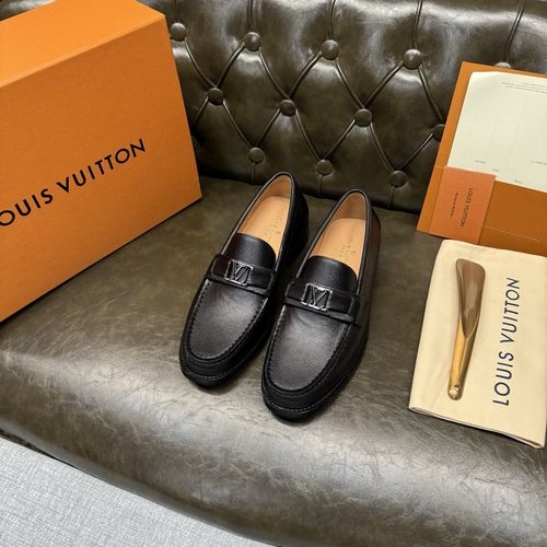 Louis Vuitton LV Black Palm Grain Leather Shoes