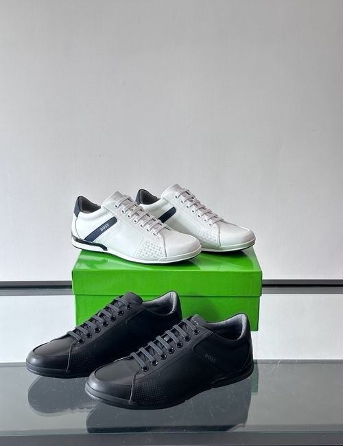 Hugo Boss Leather Golf Sneakers With Stripes