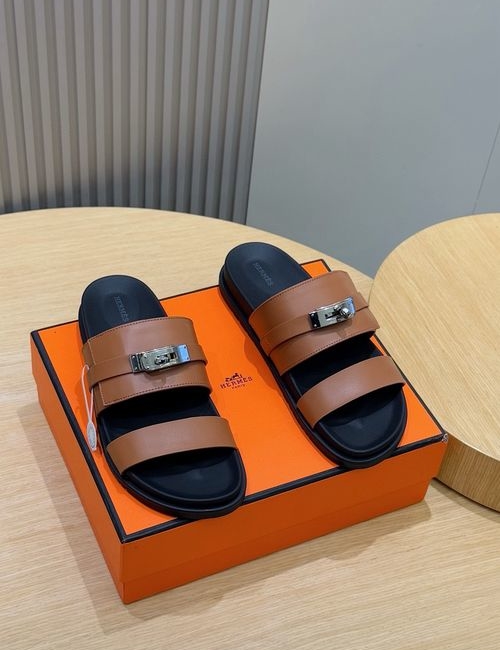 Hermes H Buckle Cowhide Leather Sole Slides