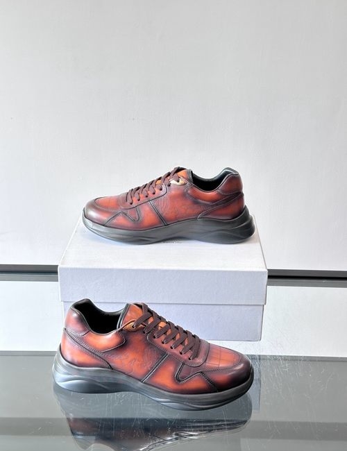 Berl Embossed Leather Sneakers