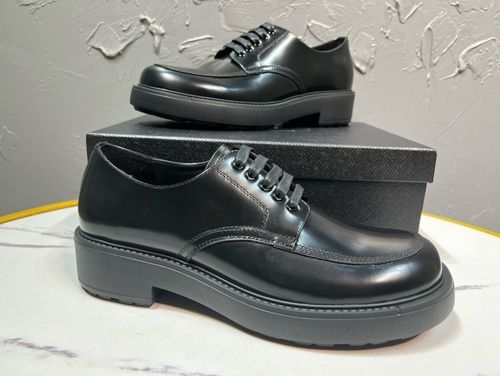 Prada Lace-Up Patent Leather Derby Shoes