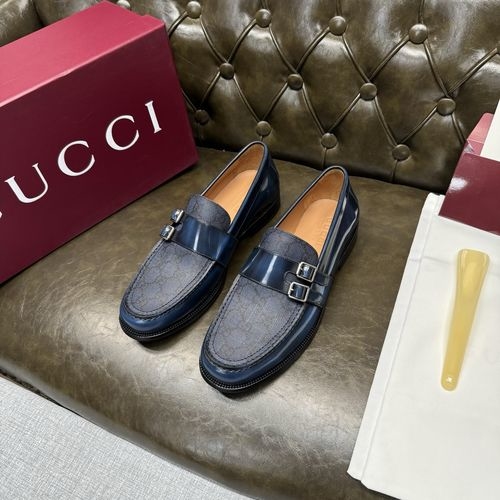 Gucci Blue Double Buckle Thick Sole Shoes