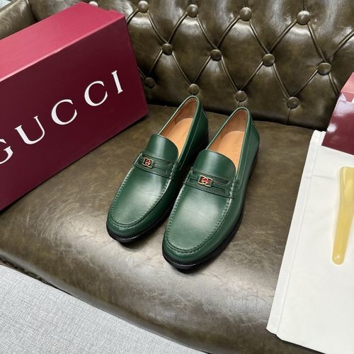 Gucci Green Webbing Leather Thick Sole Shoes