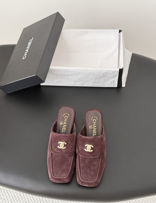 Chanel Vintage Schoolbag Buckle Slip-On, Leather Upper, Sheepskin Lining, Genuine Leather Sole