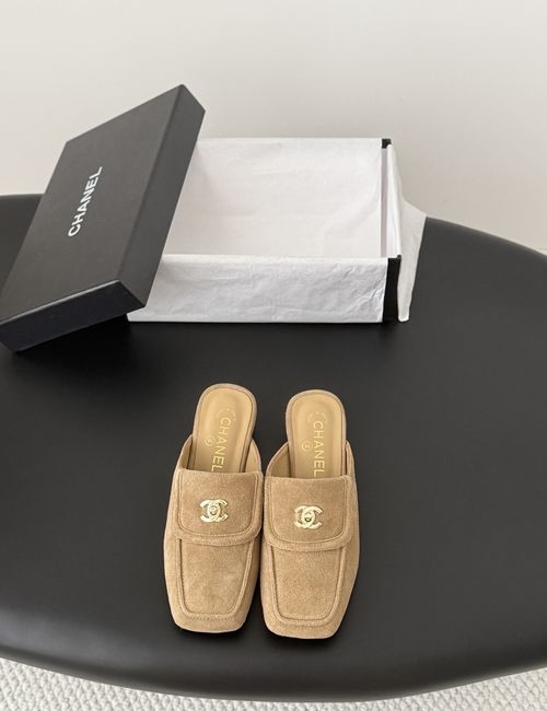 Chanel Vintage Schoolbag Buckle Slip-On, Leather Upper, Sheepskin Lining, Genuine Leather Sole