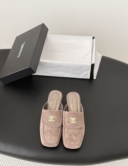 Chanel Vintage Schoolbag Buckle Slip-On, Leather Upper, Sheepskin Lining, Genuine Leather Sole