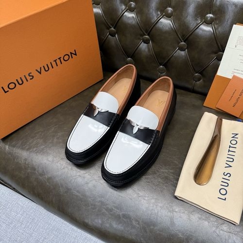 Louis Vuitton LV Black And White Patent Leather Shoes