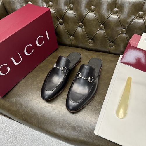 Gucci Black Calfskin Mule Silver Buckle Black Lining