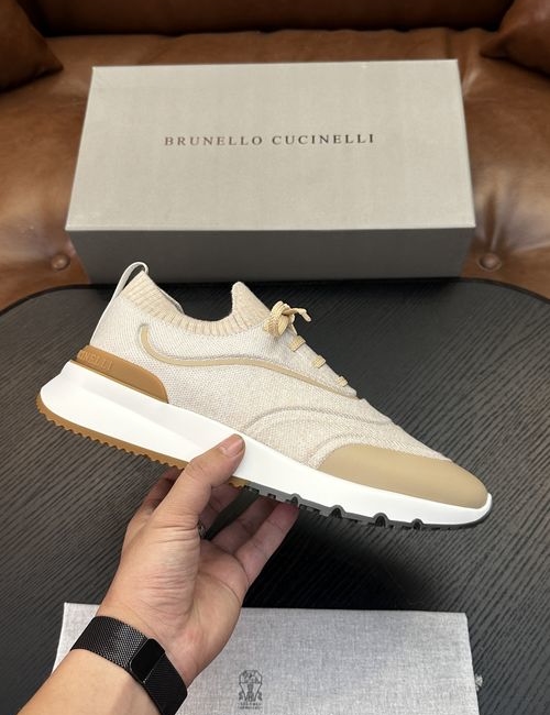 Brunello Cucinelli BC Cotton Knit Sneakers With Leather Trim