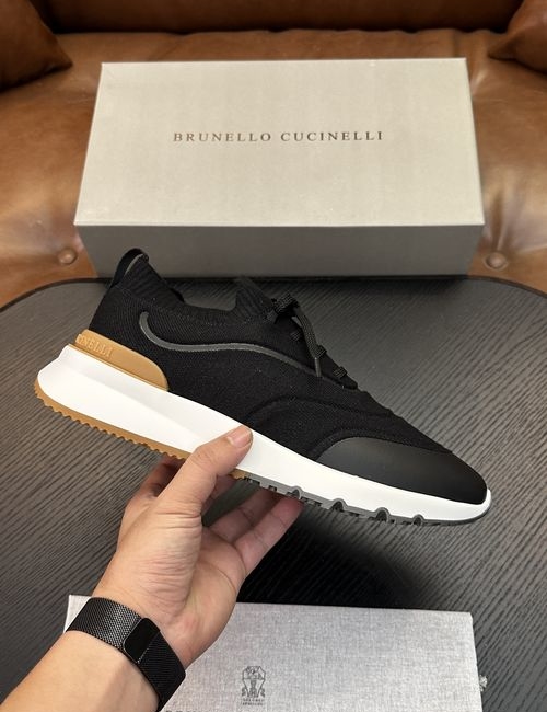 Brunello Cucinelli BC Cotton Knit Sneakers With Leather Trim