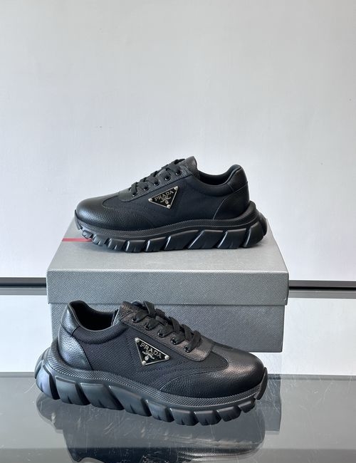 Prada Premium Leather Thick Sole Sneakers