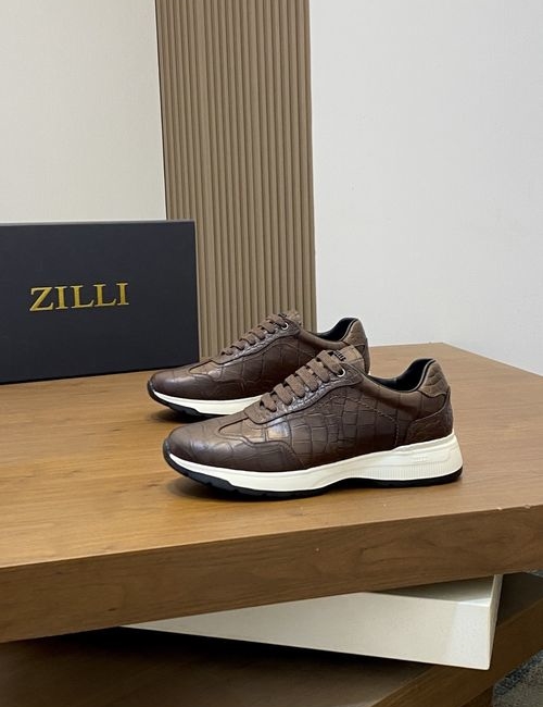 Zilli Stitched Leather Casual Sneakers