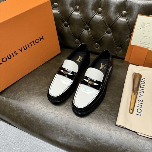 Louis Vuitton LV Premium White Black Patent Leather Shoes