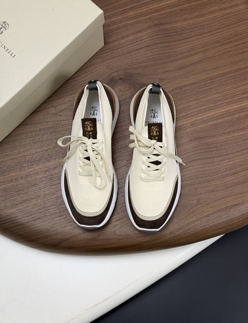 Brunello Cucinelli BC Suede Knit Slip-On Sneakers With Contrast Sole