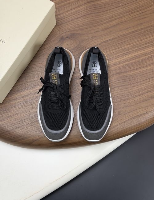 Brunello Cucinelli BC Suede Knit Slip-On Sneakers With Contrast Sole