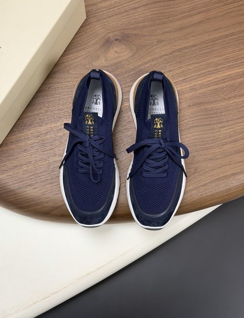 Brunello Cucinelli BC Suede Knit Slip-On Sneakers With Contrast Sole