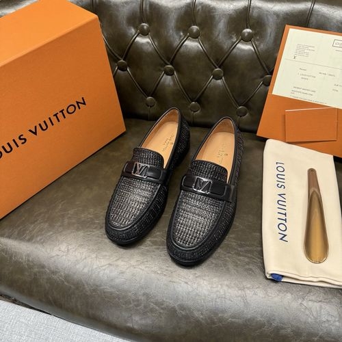 Louis Vuitton LV Premium Black Woven Leather Shoes