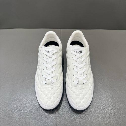 Chanel Clean White Sneakers With Diamond Pattern Accents