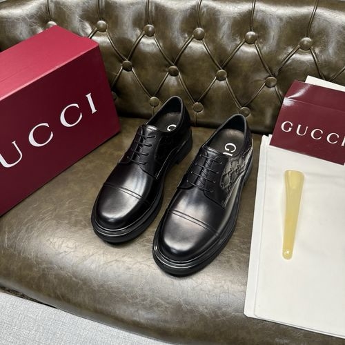 Gucci Black Calfskin Lace-up Casual Shoes