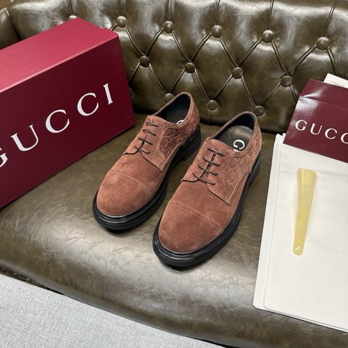 Gucci Red-brown Suede Lace-up Casual Shoes