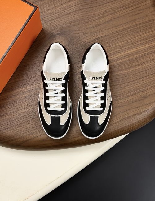 Hermes Cowhide Linen Sneakers With Rubber Sole