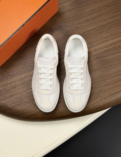 Hermes Cowhide Linen Sneakers With Rubber Sole