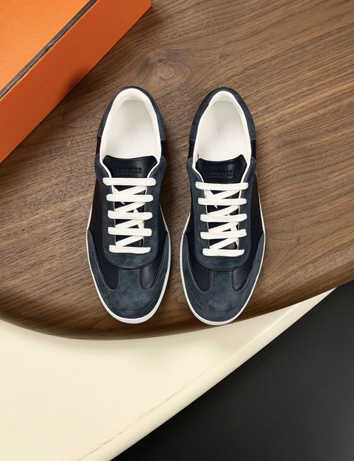 Hermes Cowhide Linen Sneakers With Rubber Sole
