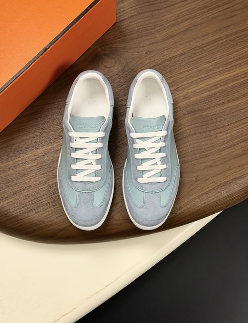 Hermes Cowhide Linen Sneakers With Rubber Sole