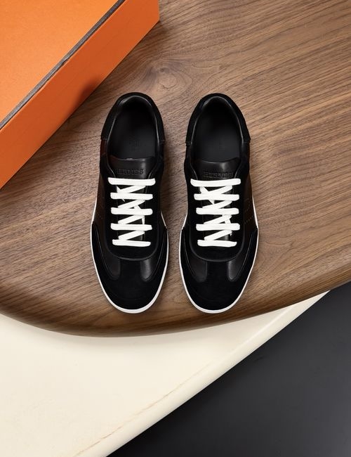 Hermes Cowhide Linen Sneakers With Rubber Sole
