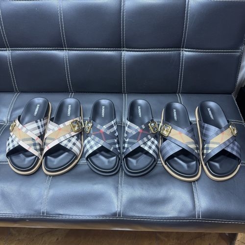 Burberry Cross Strap Leather Sandals With TB Logo