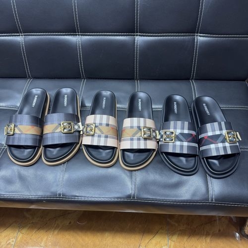 Burberry Cross Strap Leather Sandals With TB Logo