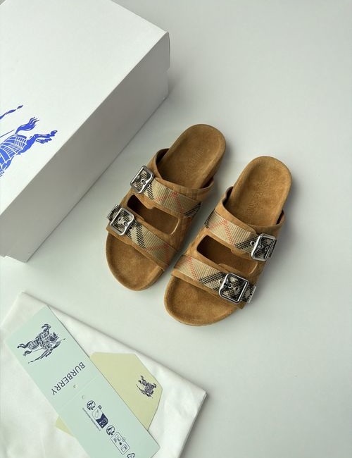 Burberry Check Double Buckle Birken-style Slides